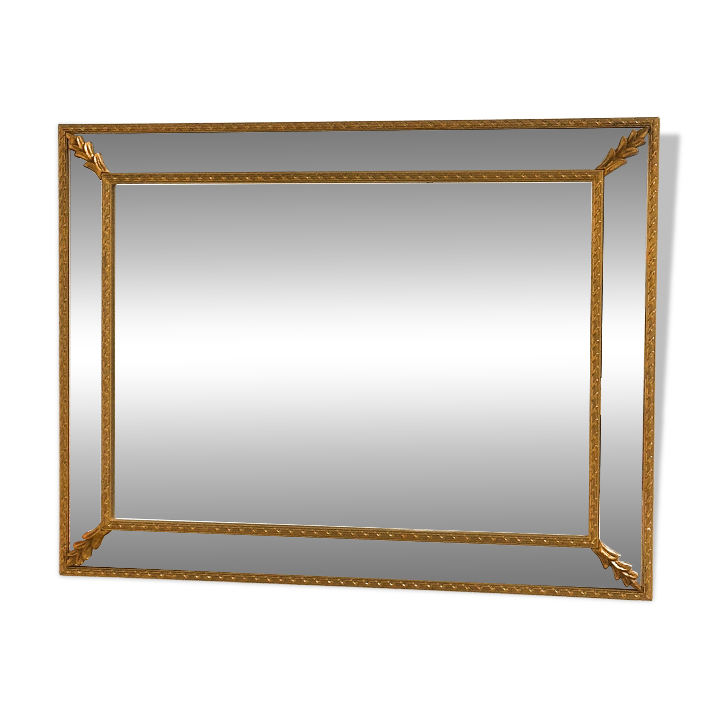 Vintage Wall Mirror in Gilded Brass with Leaf Details, 1980s