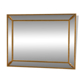 Miroir mural vintage en laiton doré avec détails en feuilles, années 1980