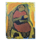 Mid-Century Modern "Affection" Vintage Unframed Figurative Oil Painting