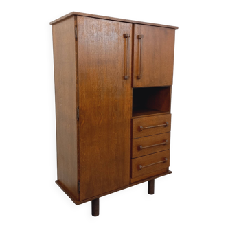 Vintage brutalist oak cabinet from the 60s