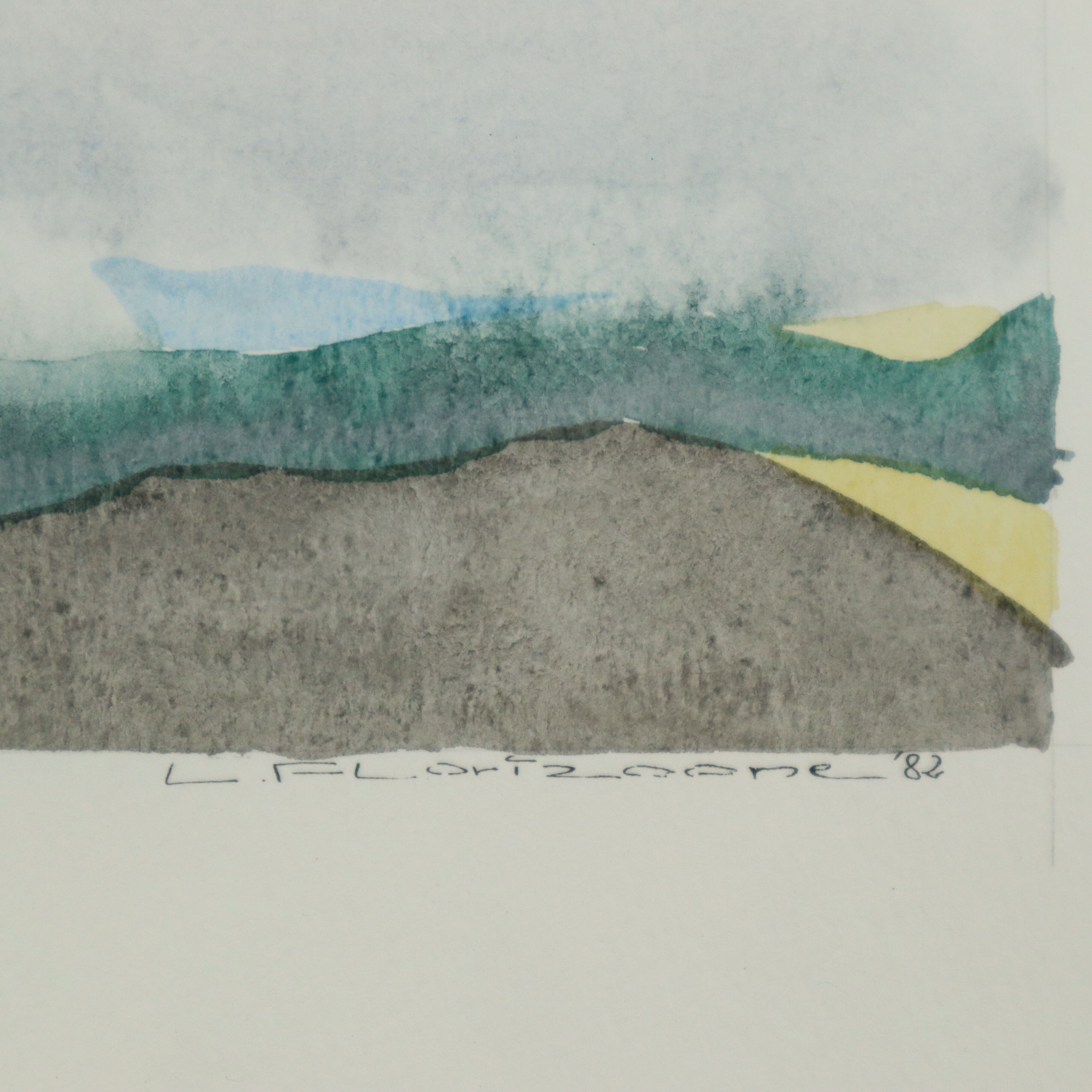 Watercolor The Calm Sea Lieven Florizoone Signed and Dated 1982