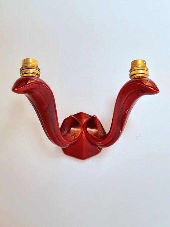 Red Art Deco ceramic wall light