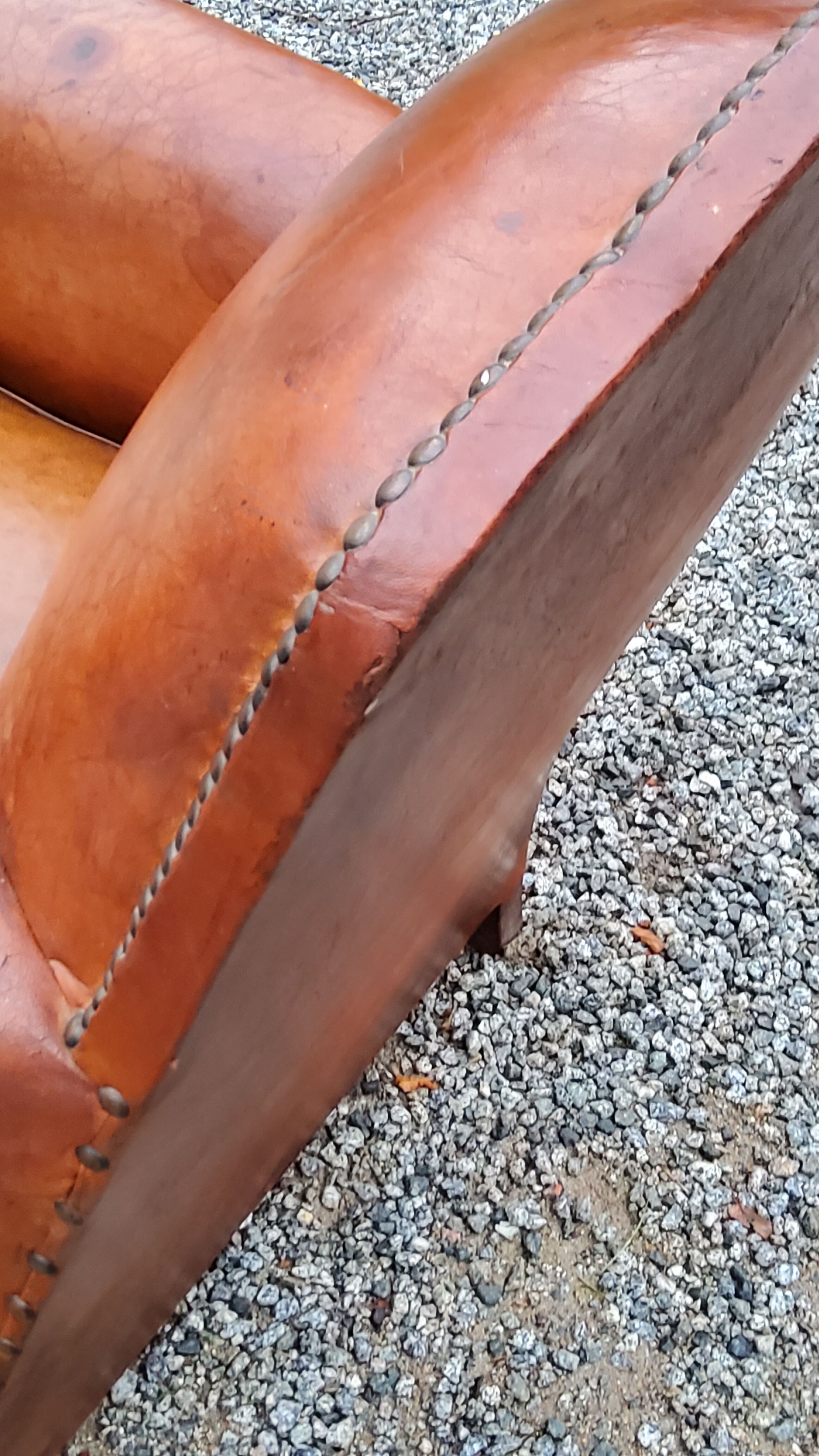 Leather club armchair back mustache from the 30s