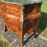 Louis XV style 3-drawer chest of drawers in wood and marble marquetry
