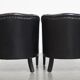 Set of 2  black/grey sheepskin leather club chairs