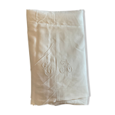 Drap ancien brodé monogramme ca