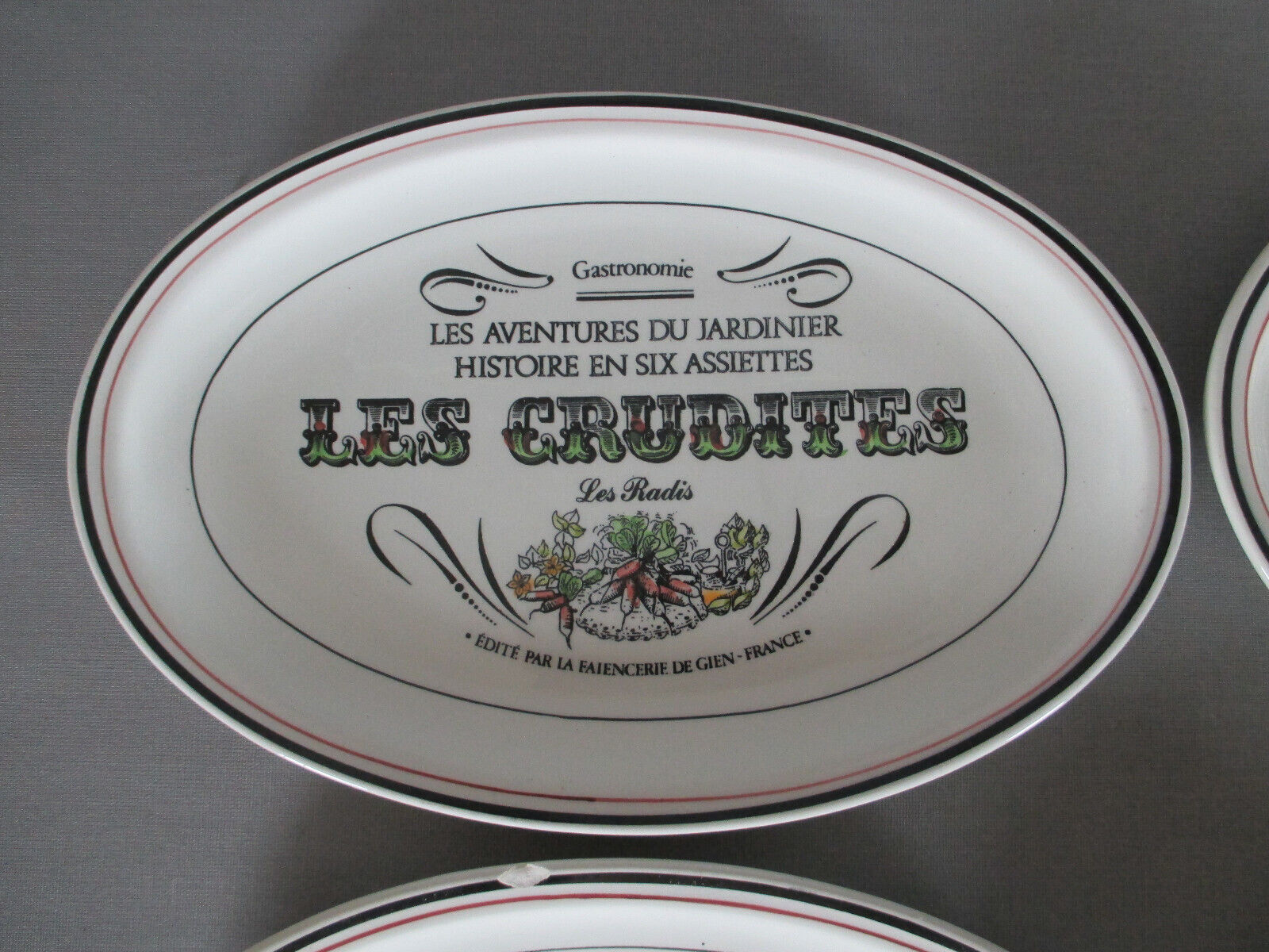 6 plates Gien raw vegetables the adventures of the gardener the collector