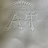 Old linen, pillowcase, AT monogram