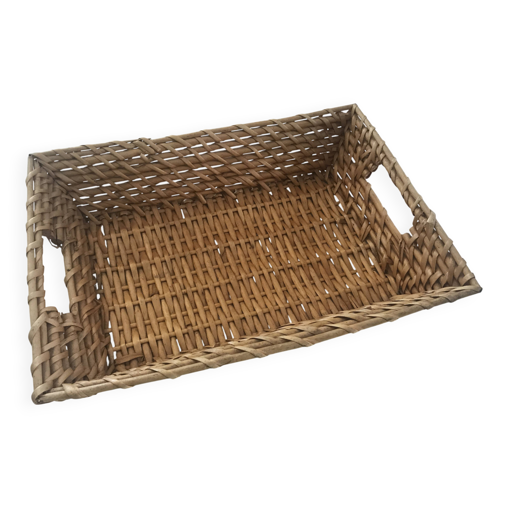Rectangular woven rattan tray