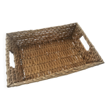 Rectangular woven rattan tray
