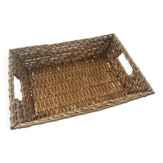 Plateau rectangulaire rotin tressé