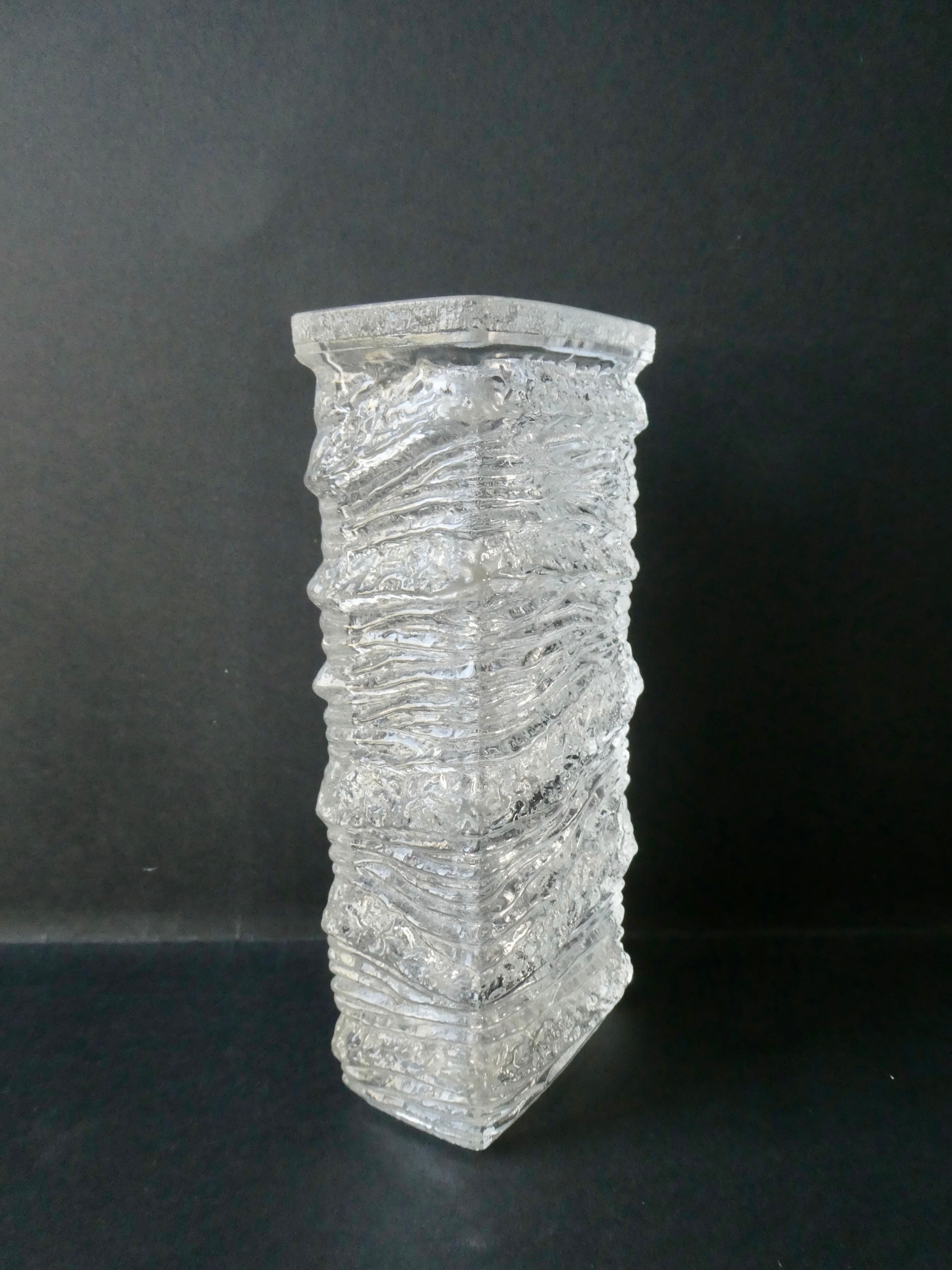 Frosted effect glass vase from the 70s