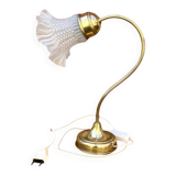 Antique brass and glass swan neck bedside lamp.