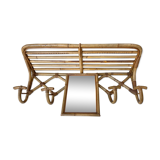 Vintage wicker coat holder with mirror
