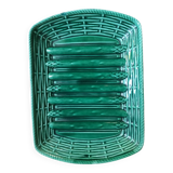 Green Barbotine dish with asparagus patterns