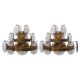 Set of 2 Vistosi Murano Wall Lamps Smoked Disc, 1970