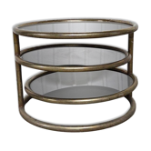Milo Baughman - 70s tripod swivel coffee table - Brass and smoked glass
