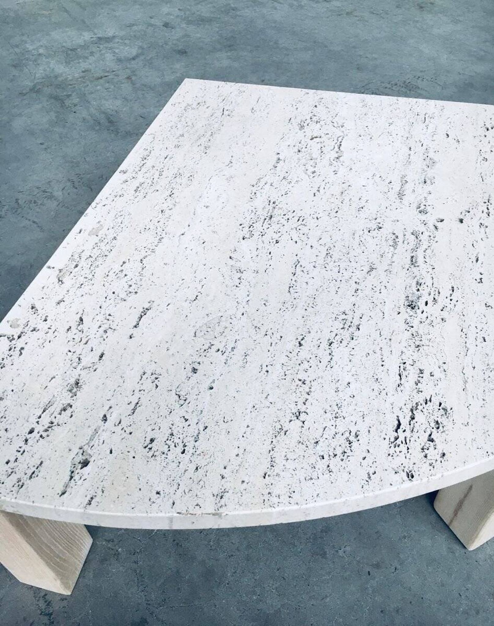 Mid-Century Modern Travertine Edge Side Table, Italy, 1970s