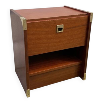 Modernist bedside table from the 1960s–70s with brass fittings