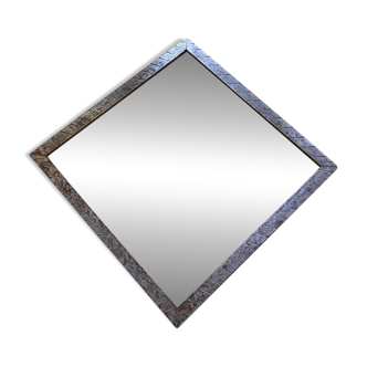 Art Deco mirror in chiseled wrought iron with beveled glass