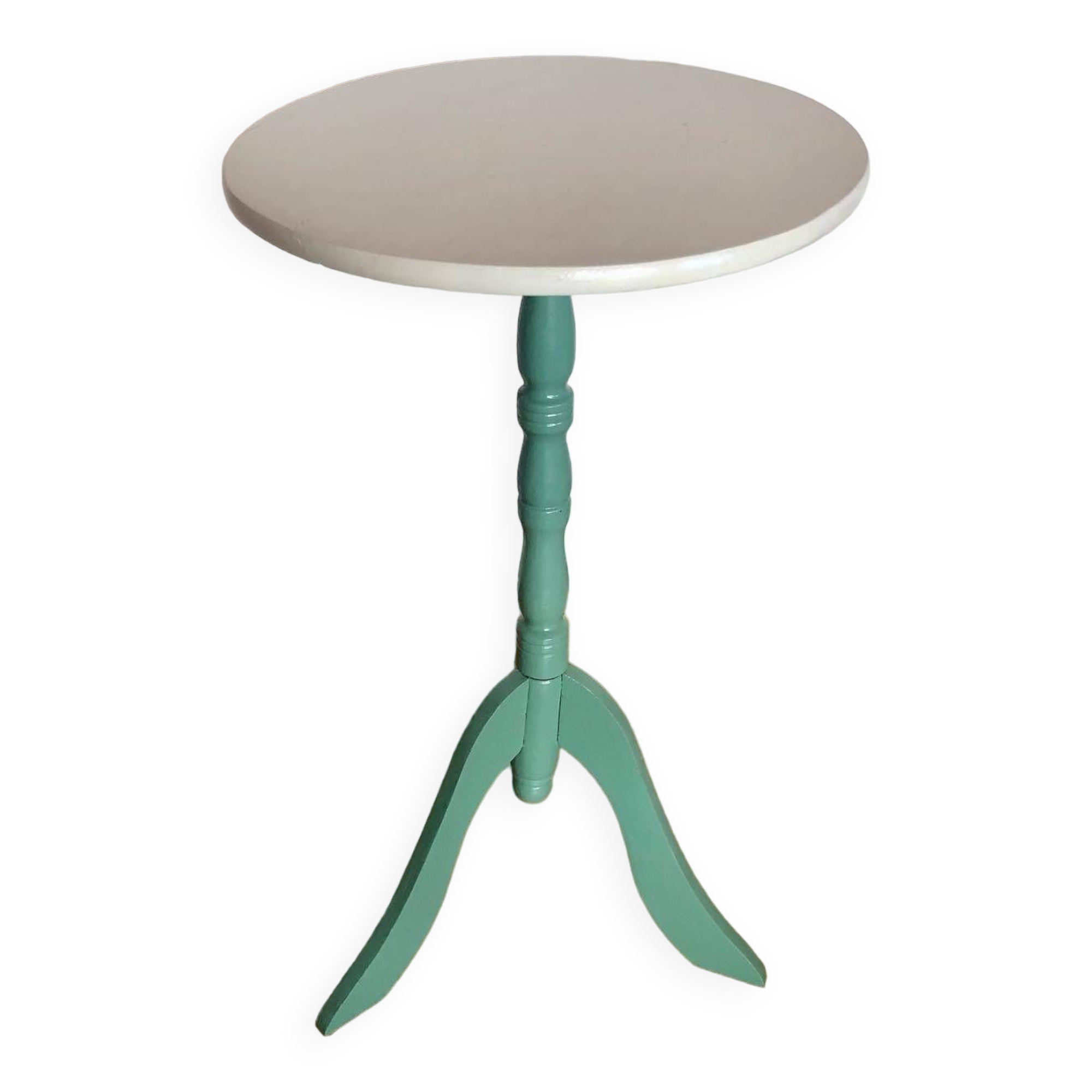 Small 3-foot blue and white pedestal table