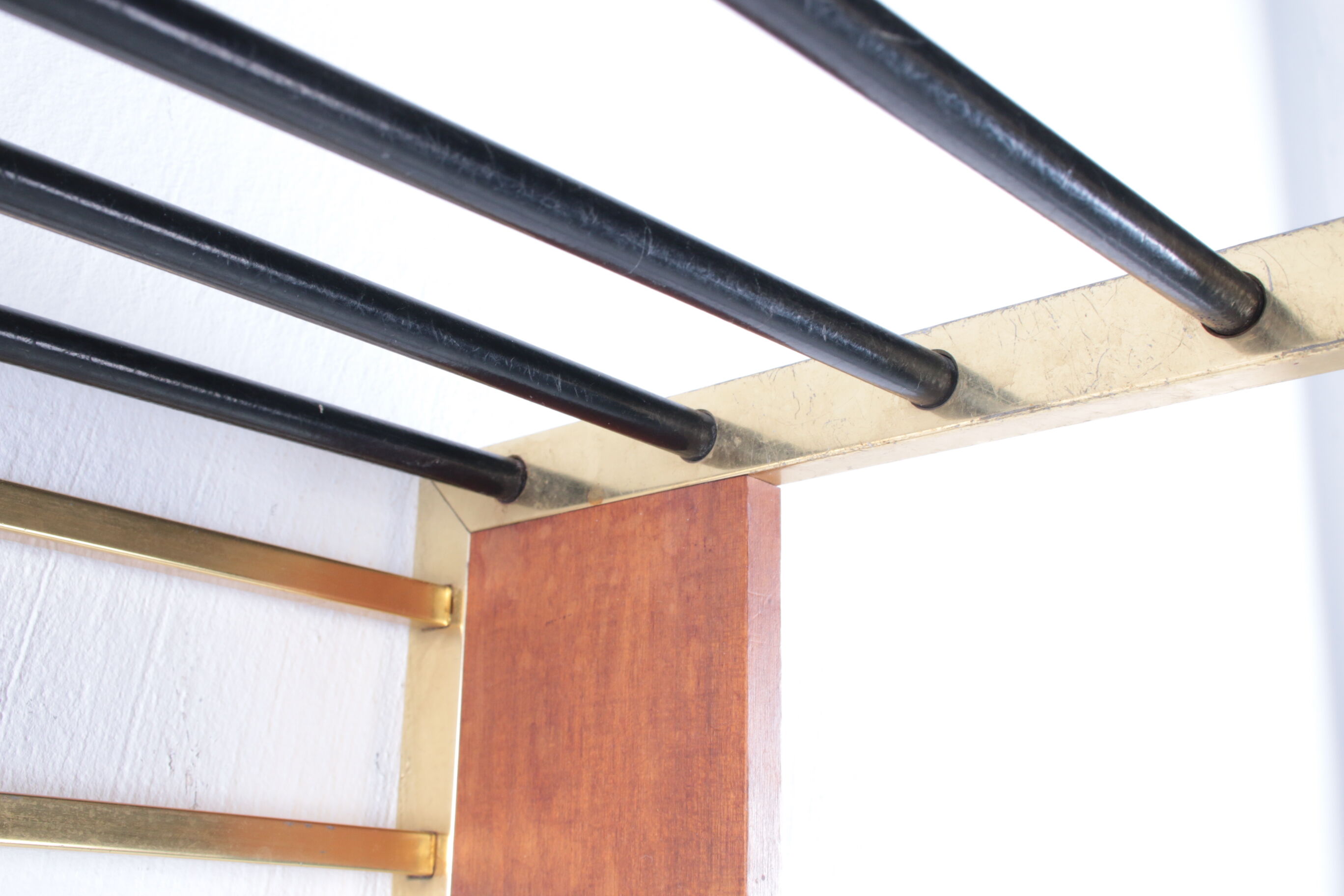 Vintage Brass Wall Coat Rack with Hat Shelf, 1960s