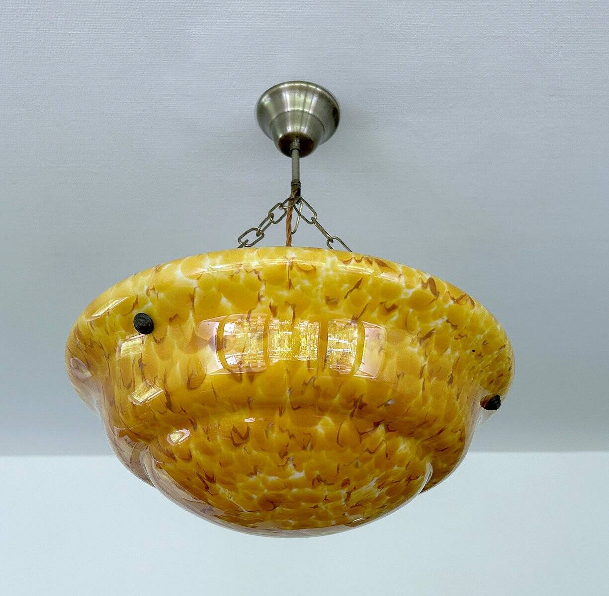 Art Deco amber glass pendant light, 1930s