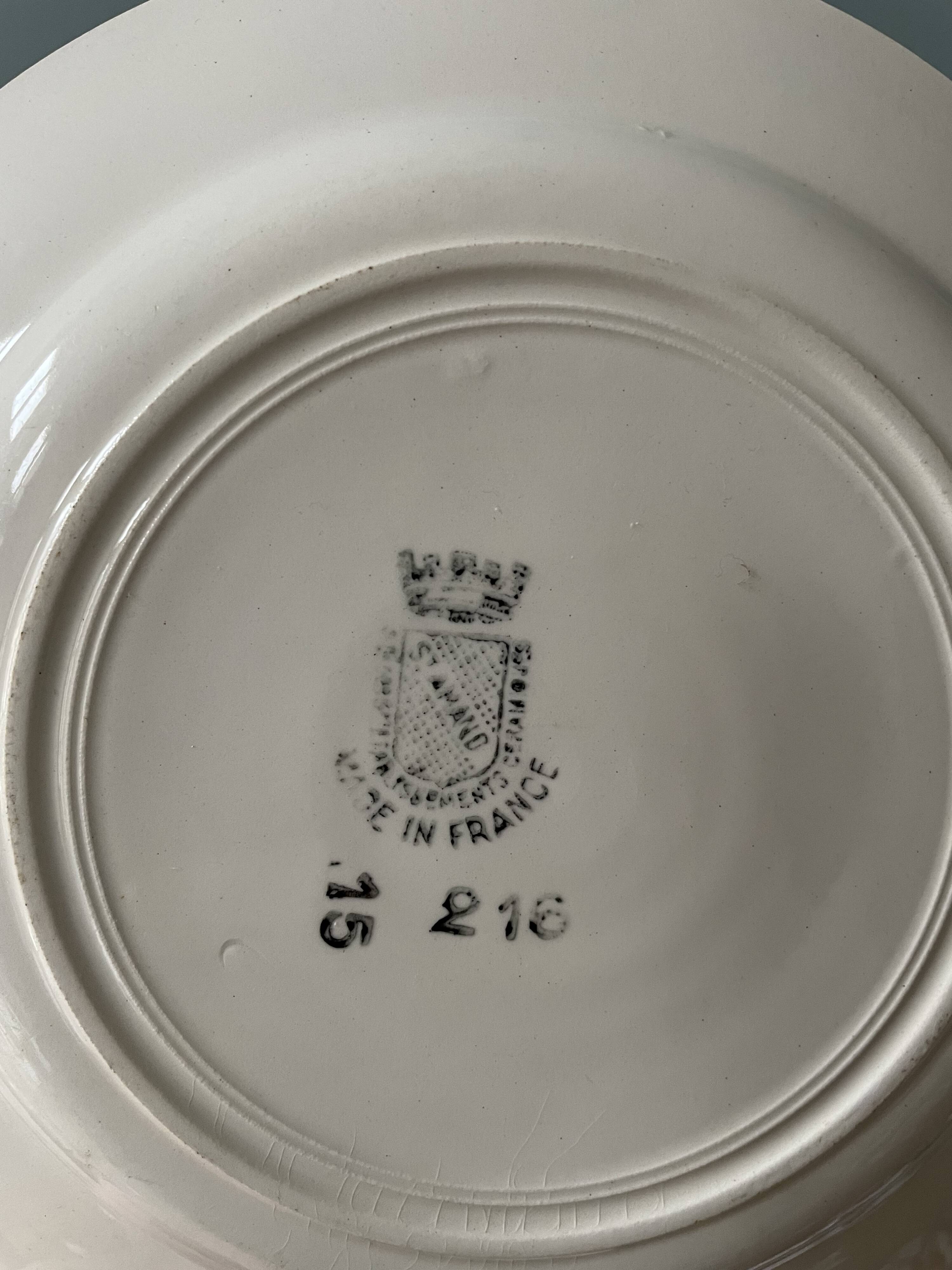 Set of 6 vintage plates in St Amand earthenware, made in France