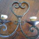 Real wrought iron wall sconce assembled and uns welded, porcelain and brass sleeves -1930/40