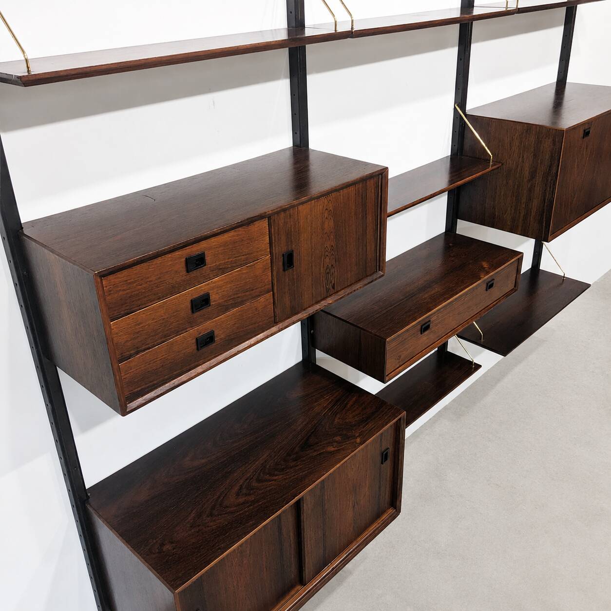 Modular wall cabinet in rosewood