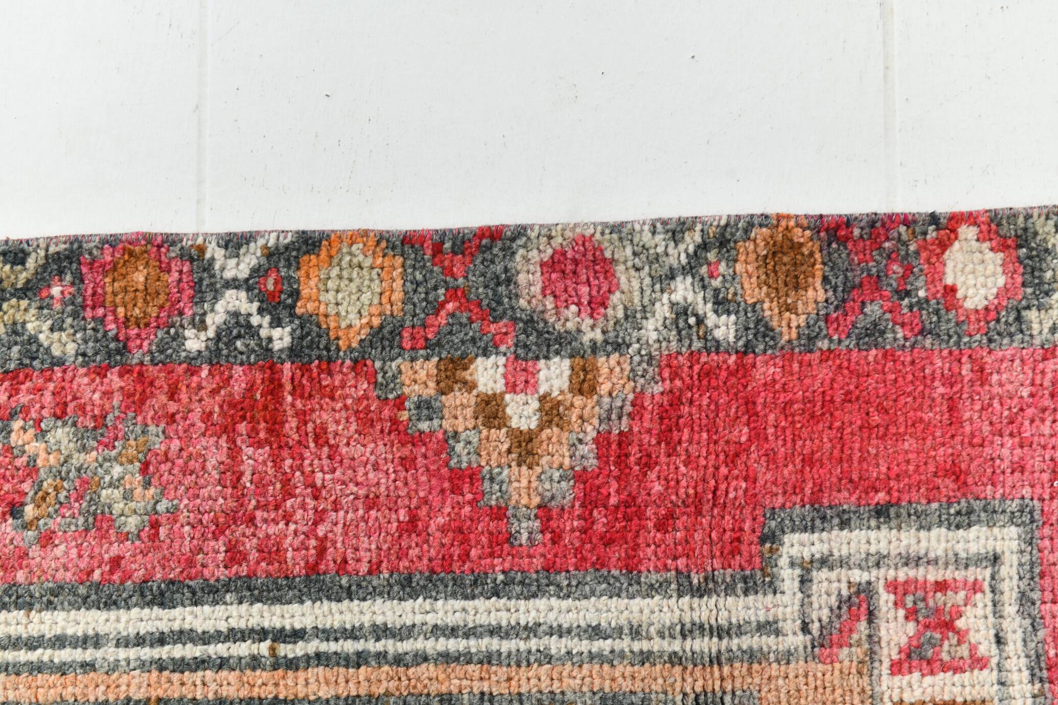 4x12 Vintage Long Wide Vintage Runner, Soft Red Wool Runner Rug, 104x363Cm