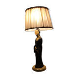 Vintage geisha sculpture lamp signed