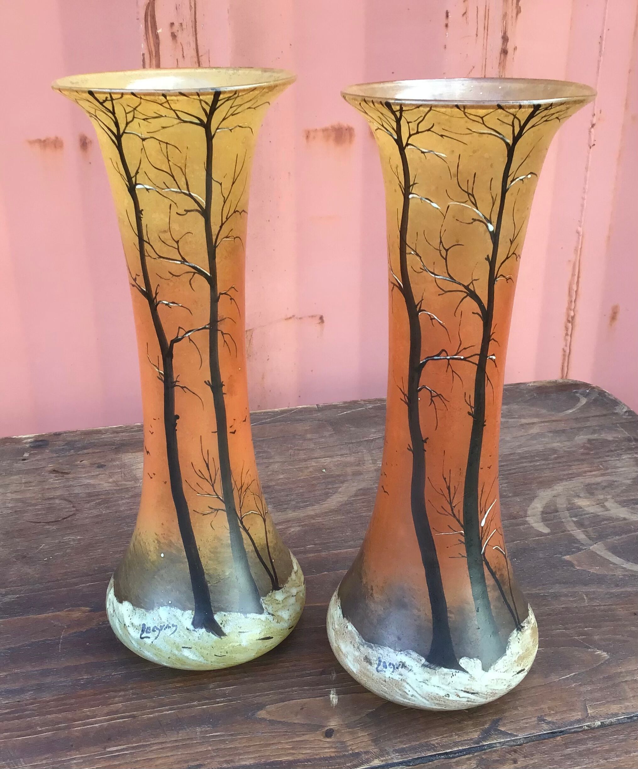 Pair of vases signed Legras