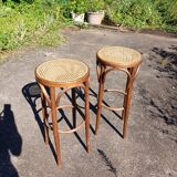 Tabouret de bar bois et canage