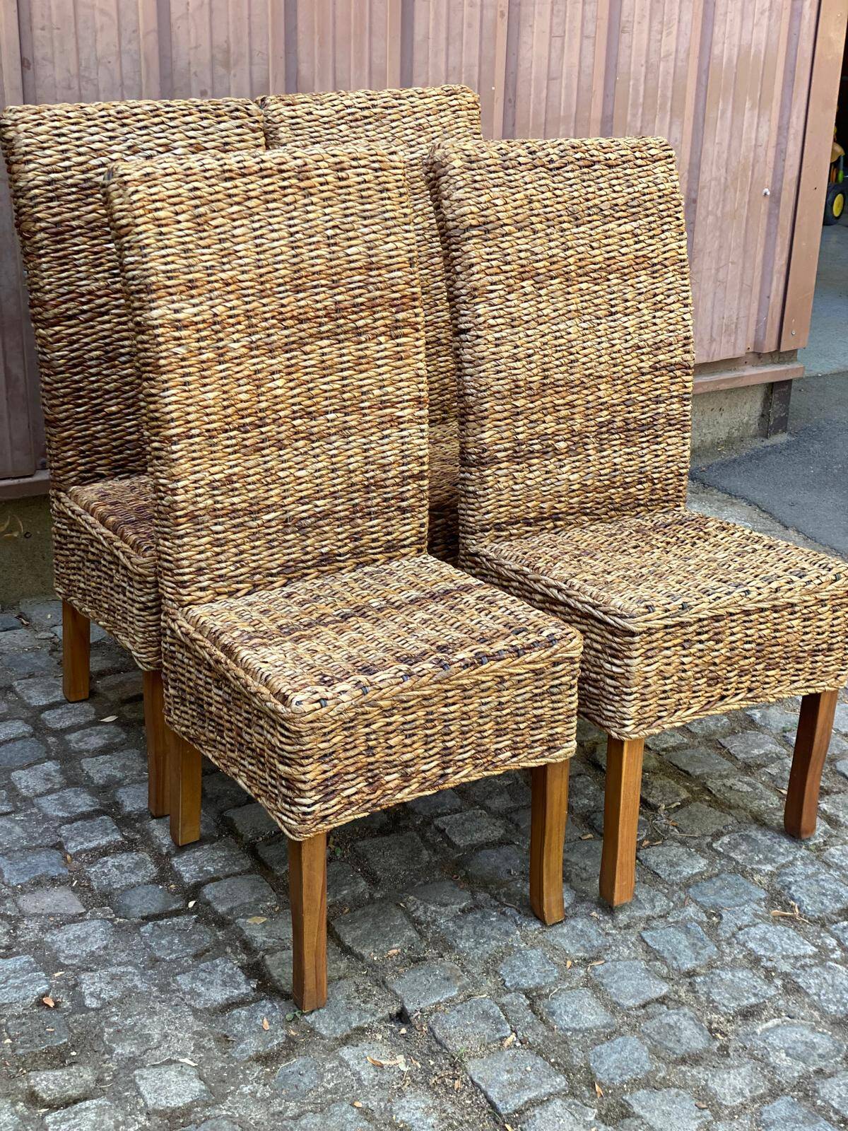4 chaises de salle à manger en jonc de mer abaca ou bananier