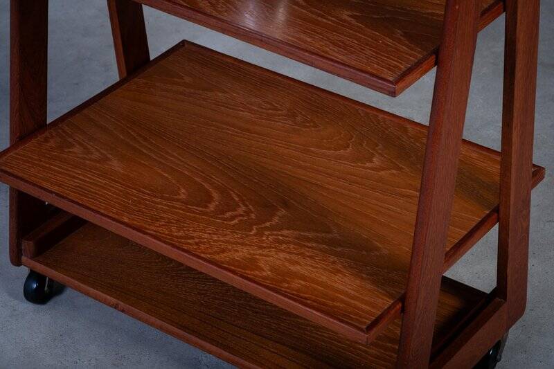 Teak Serving Trolley with Champagne Bucket, Denmark, 1960s