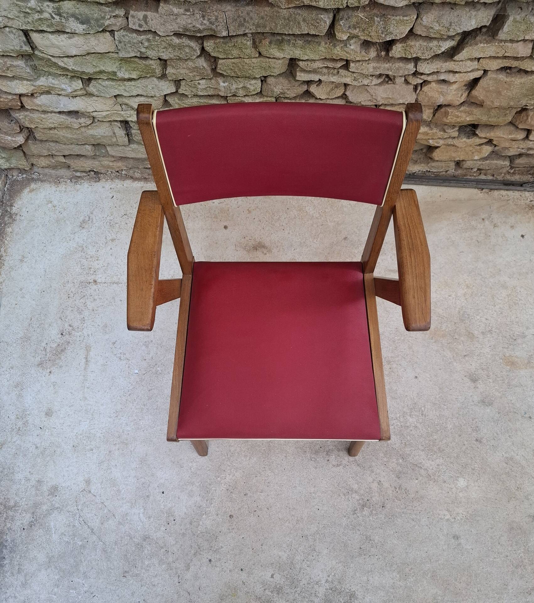 Fauteuil en hêtre et skaï