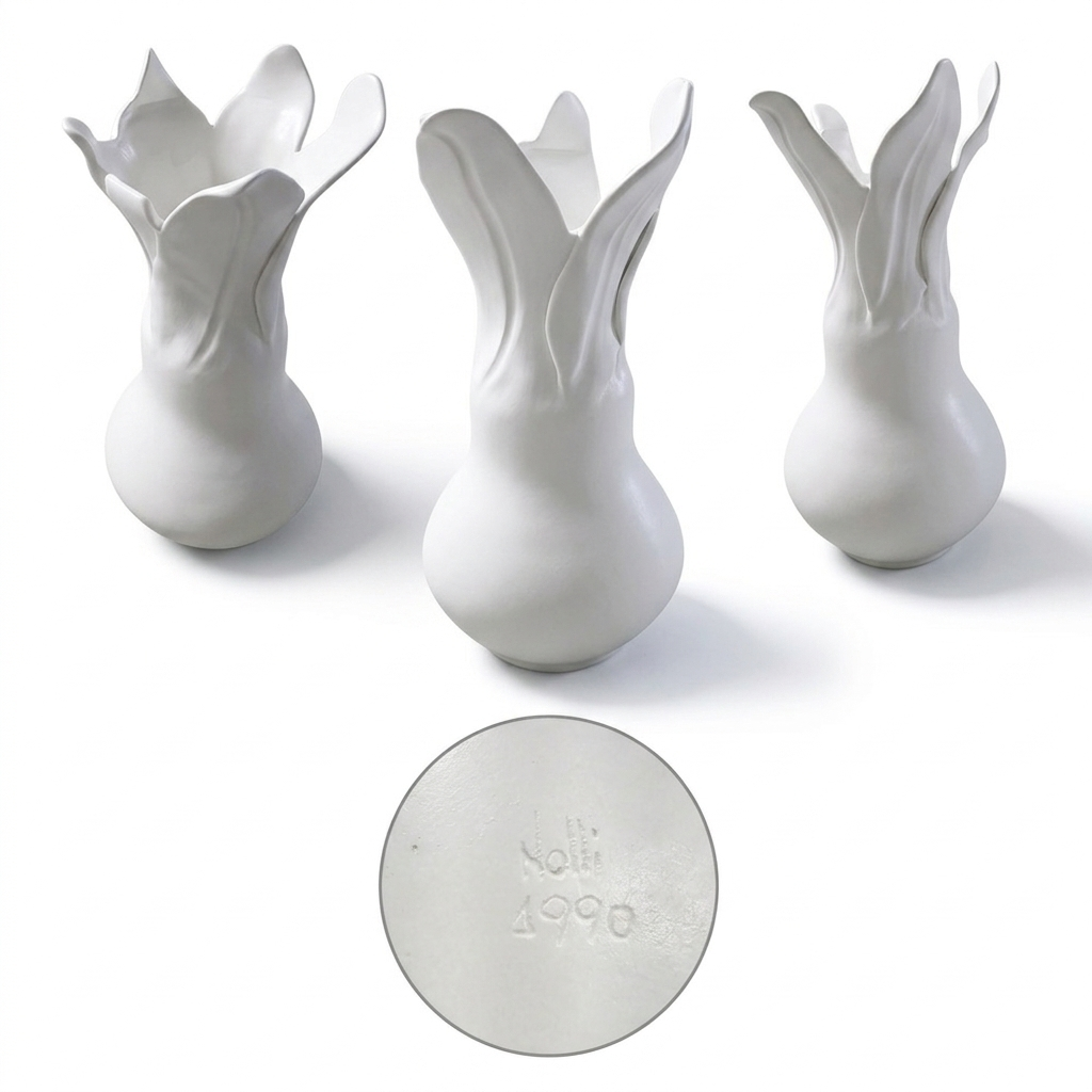 Anthropomorphic vase sculpture in grey ceramic - Signed "Nolli", 1990