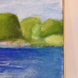 Original Swedish oil on canvas from the mid-century "Coast" vintage and framed.