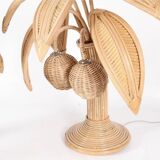 Pair of rattan coconut palm lamps