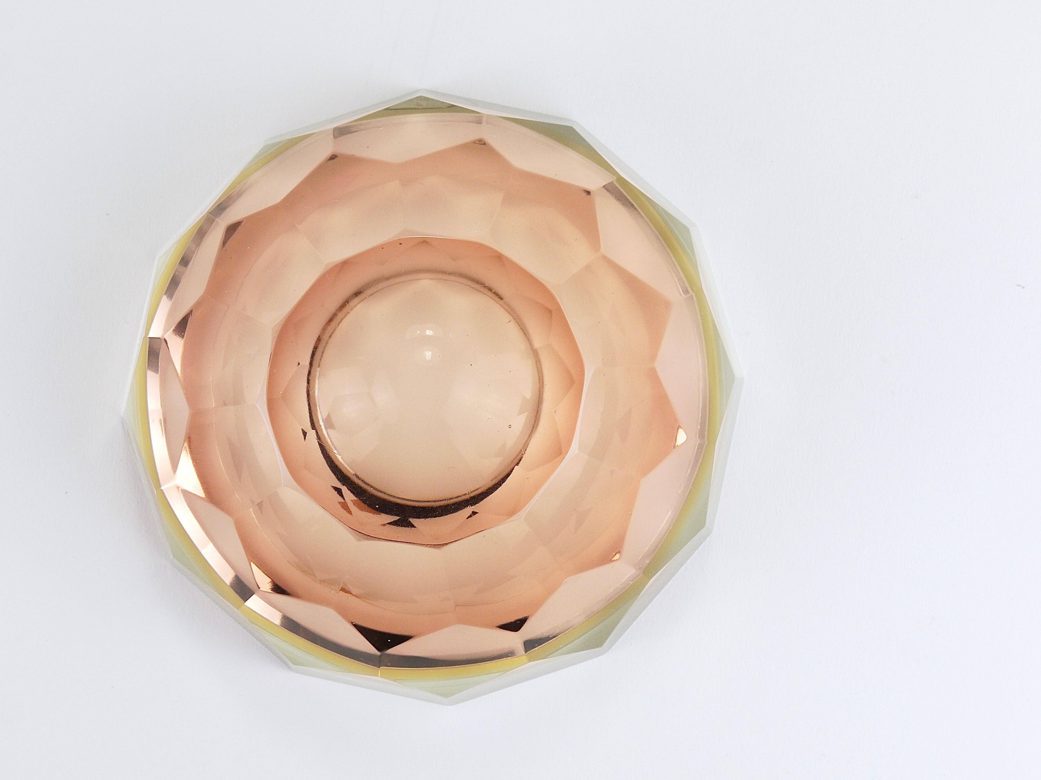 Large Faceted Murano Glass Bowl for Caviar, Italy, 1960s