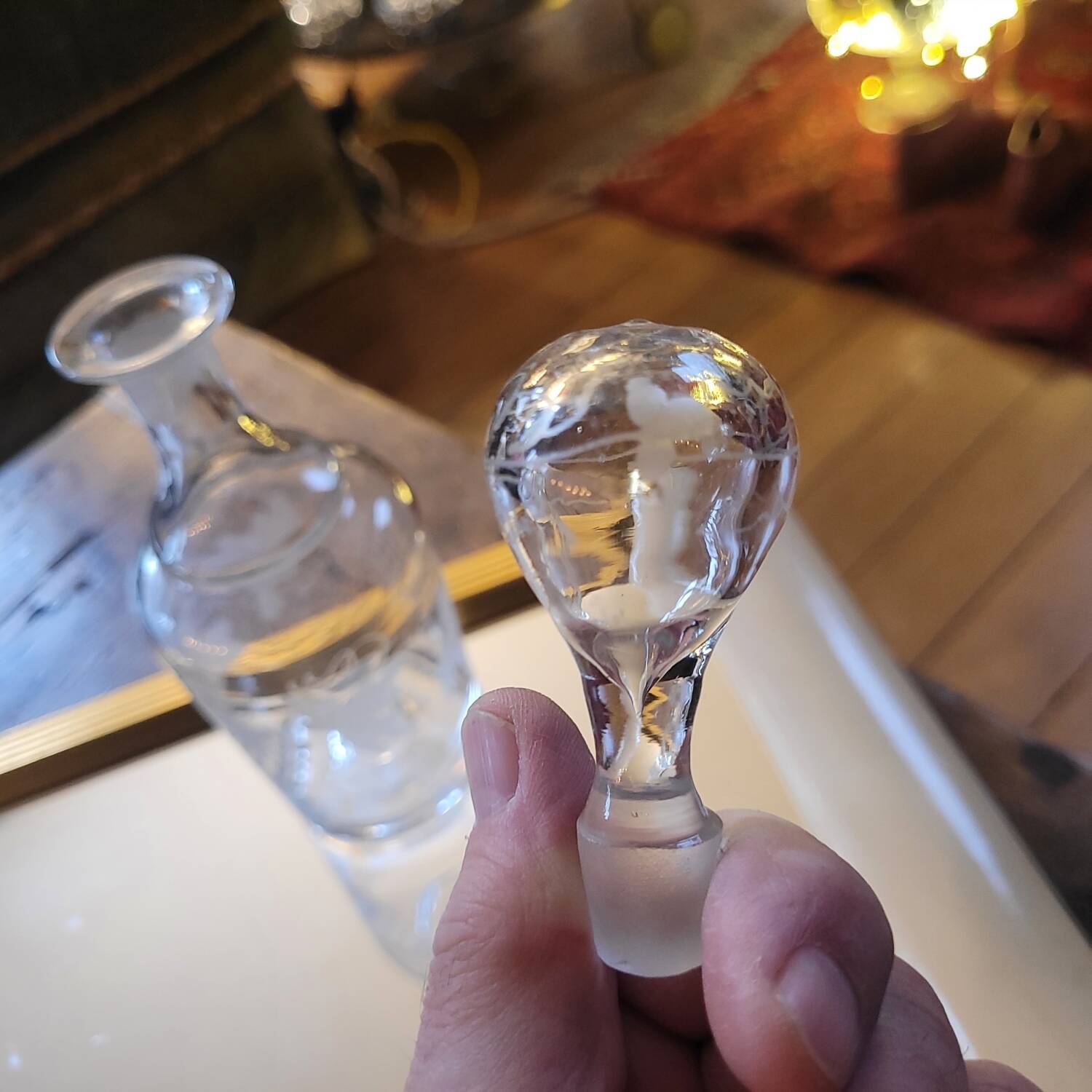 Engraved glass carafe – 1950s-60s