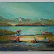 Michel Pabois - By the Sea - Oil on canvas signed.