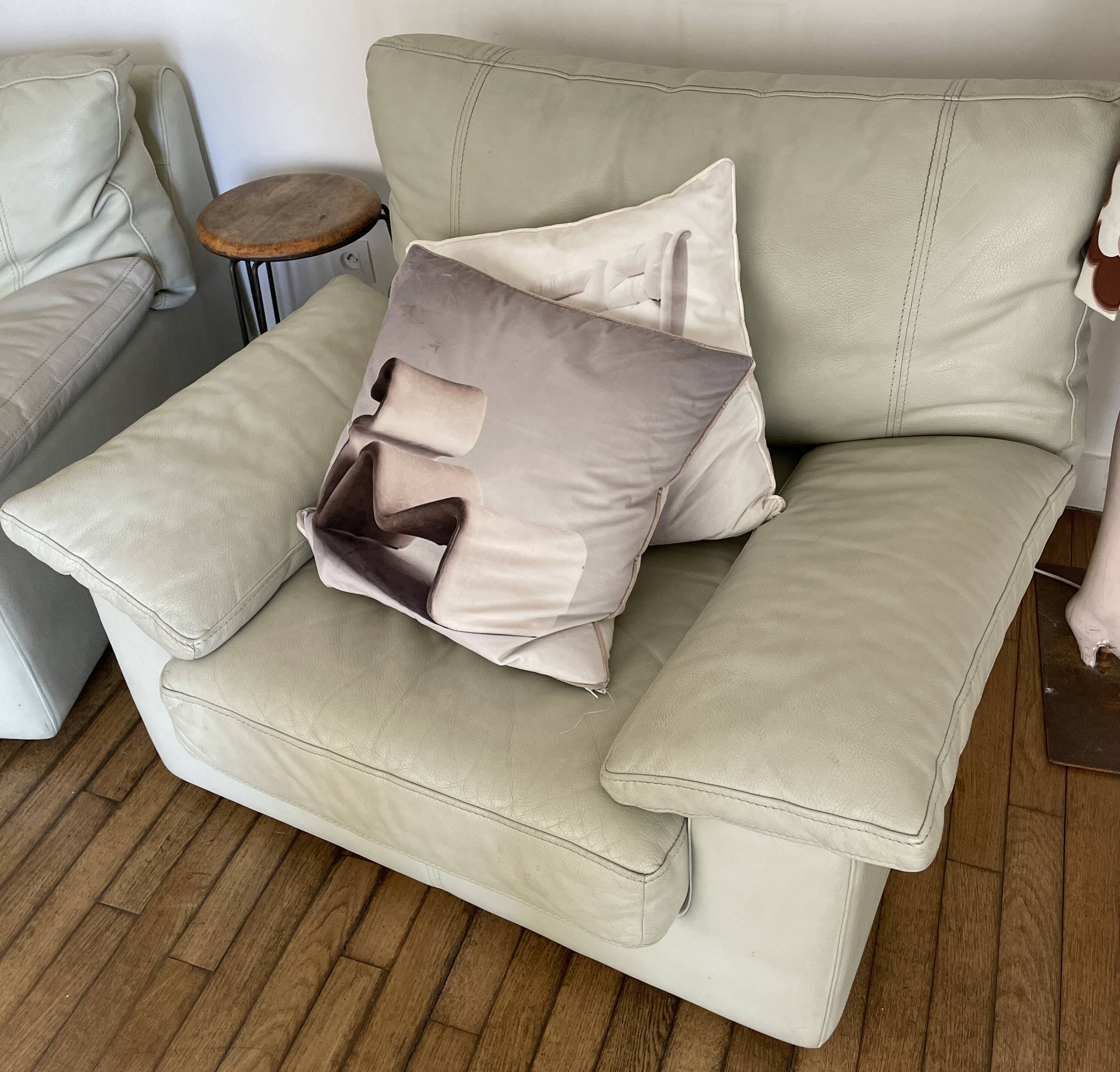 Steiner Paris white leather armchair