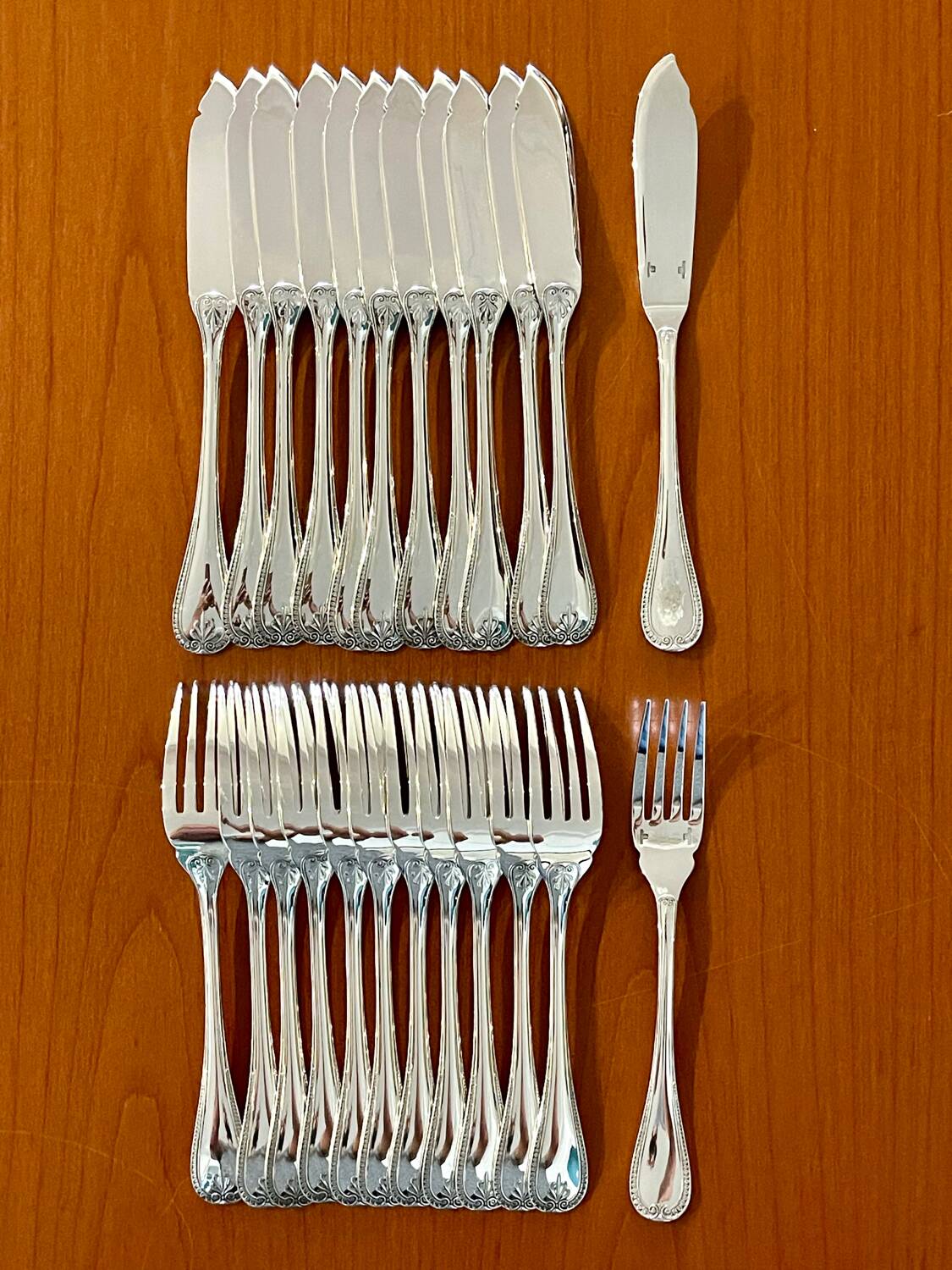 Christofle Malmaison, 12 fish cutlery sets, 24 pieces, new condition