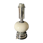 Pied de lampe chrome et blanc
