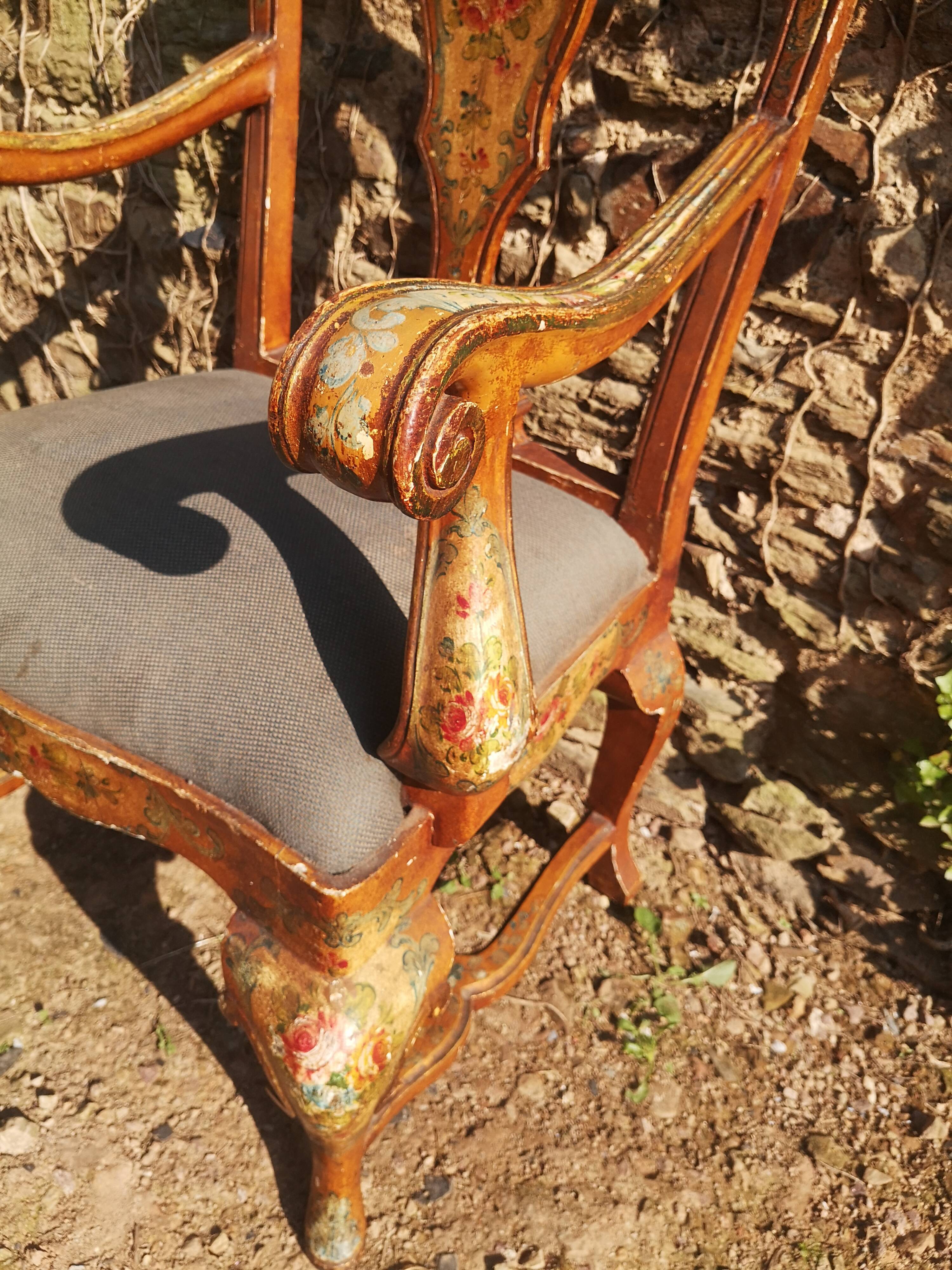 19th painted Italian armchair