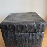 Pouf coffre en cuir noir de Sède