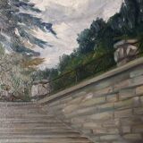 Oil painting "The ramps at San Niccolò" Florence, signed early 1900