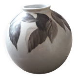 Vintage signed vase with plant decoration